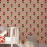 Season Paper Tulipe Joyeuse tulpen behang voor meisjeskamer roze