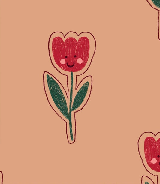 Season Paper Tulipe Joyeuse tulpen behang voor meisjeskamer roze