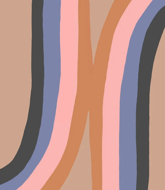 Season Paper Wavy retro behang voor een tienerkamer meisjeskamer terra