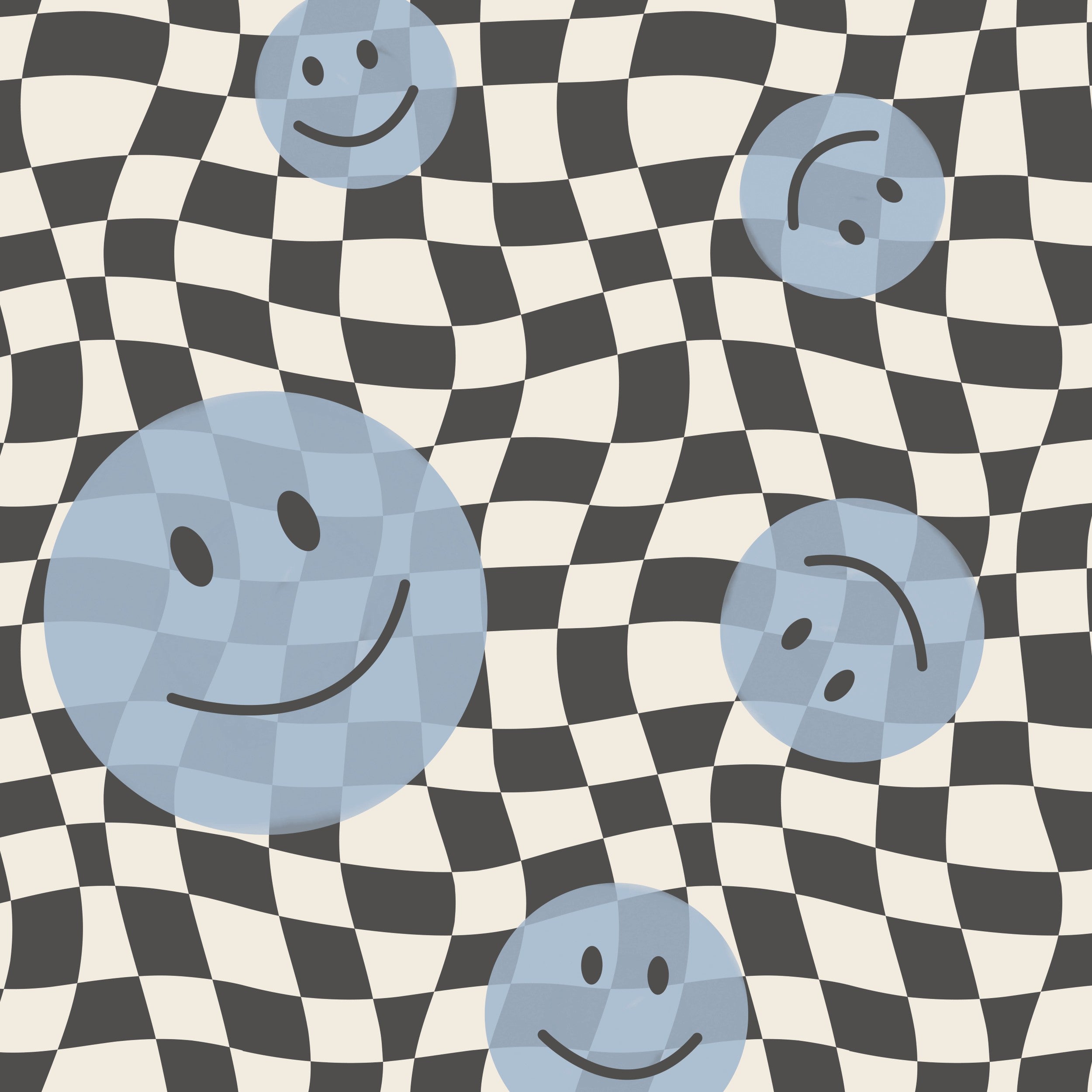 Smiley behang kinderkamer tienerkamer blauw Papr Walls Face the Wall geblokt