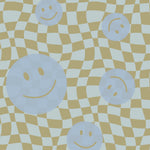 Smiley behang kinderkamer tienerkamer blauw groen Papr Walls Face the Wall geblokt