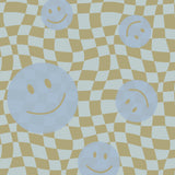 Smiley behang kinderkamer tienerkamer blauw groen Papr Walls Face the Wall geblokt