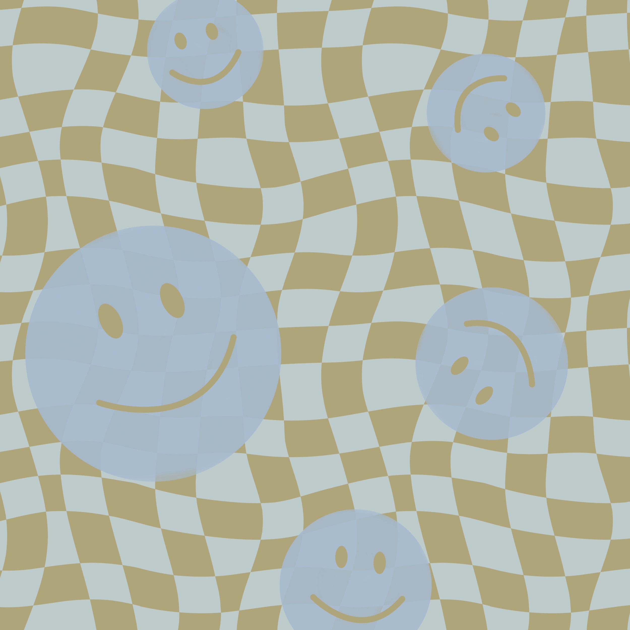 Smiley behang kinderkamer tienerkamer blauw groen Papr Walls Face the Wall geblokt