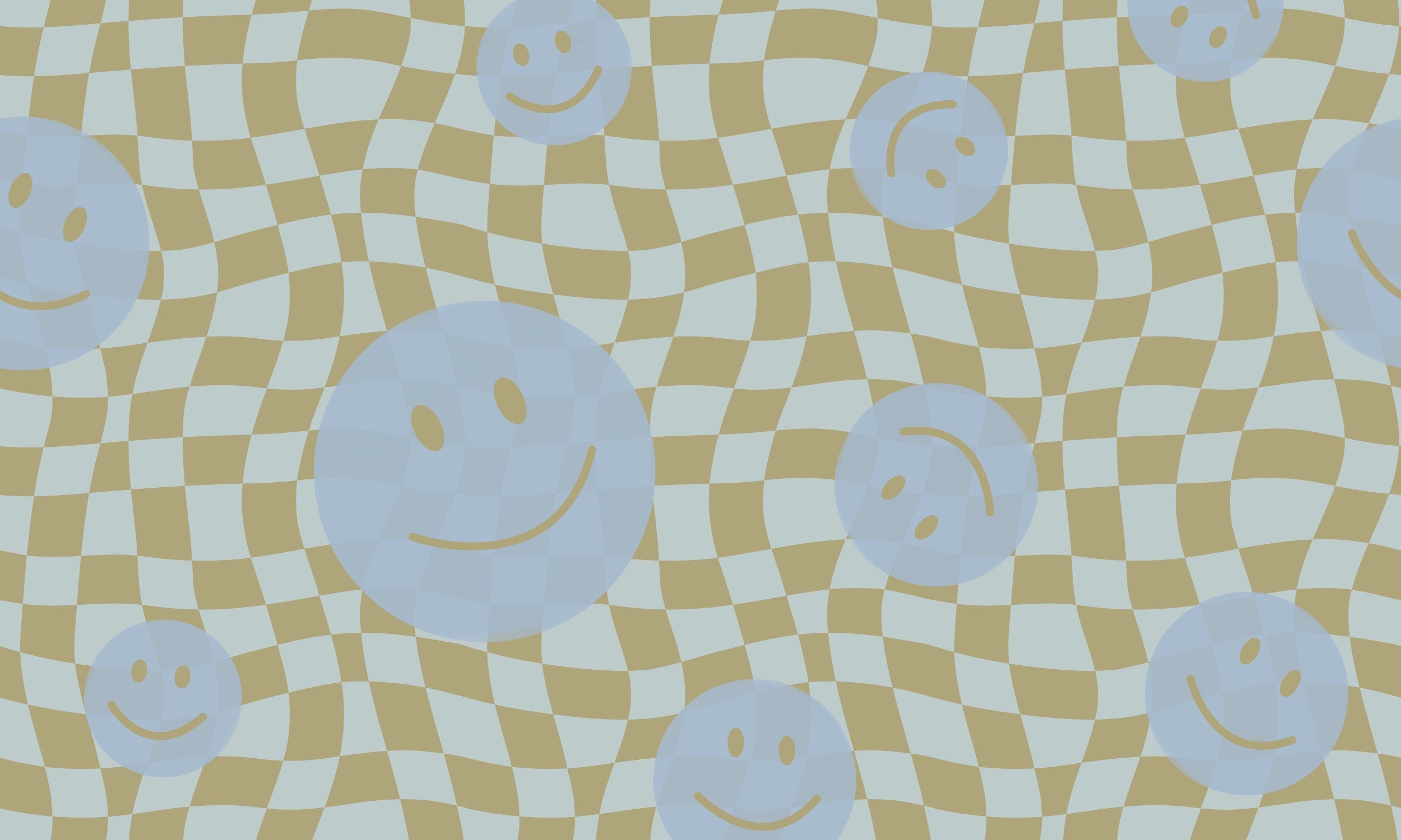 Smiley behang kinderkamer tienerkamer blauw groen Papr Walls Face the Wall geblokt