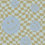 Smiley behang kinderkamer tienerkamer blauw groen Papr Walls Face the Wall geblokt