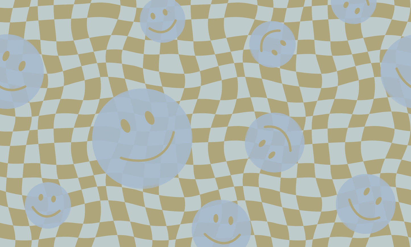 Smiley behang kinderkamer tienerkamer blauw groen Papr Walls Face the Wall geblokt