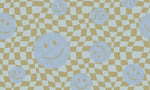Smiley behang kinderkamer tienerkamer blauw groen Papr Walls Face the Wall geblokt
