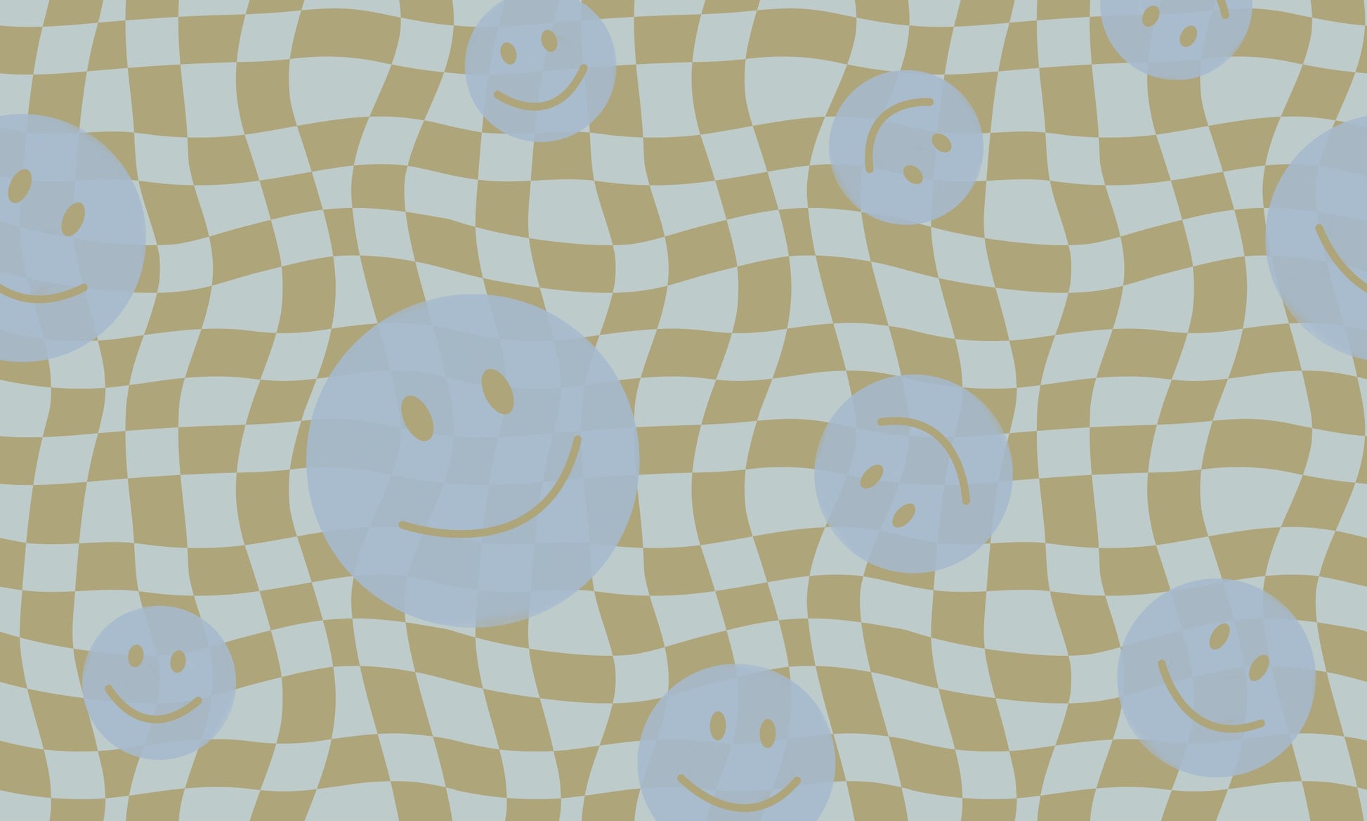 Smiley behang kinderkamer tienerkamer blauw groen Papr Walls Face the Wall geblokt