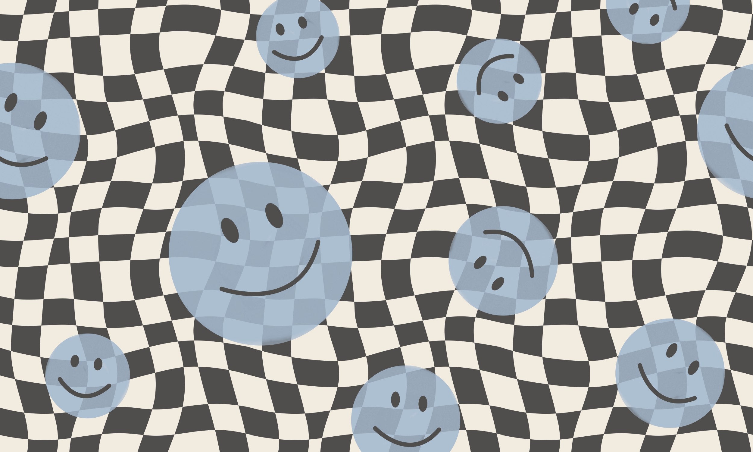Smiley behang kinderkamer tienerkamer blauw Papr Walls Face the Wall geblokt