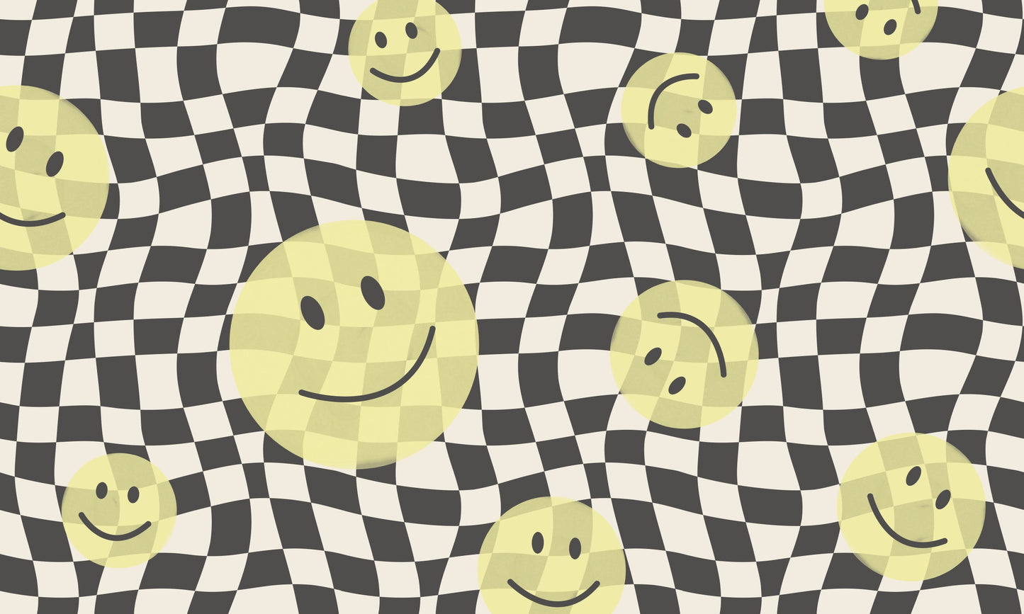Smiley behang kinderkamer tienerkamer jongenskamer  meidenkamer geel Papr Walls Face the Wall geblokt