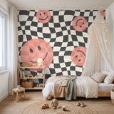 Smiley behang kinderkamer tienerkamer meidenkamer koraal Papr Walls Face the Wall geblokt