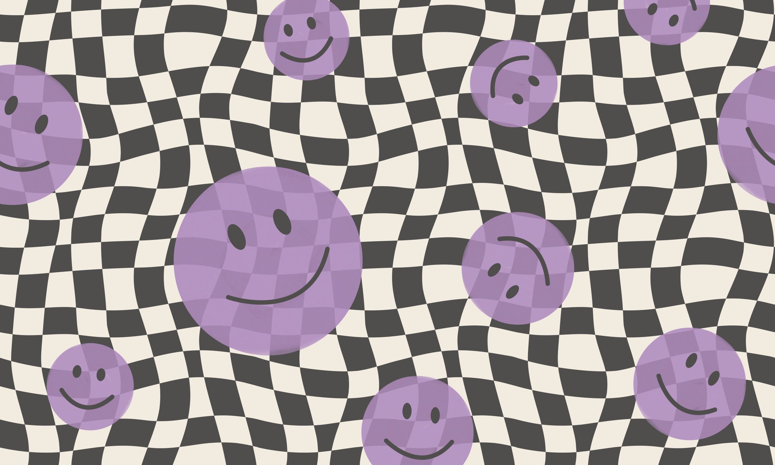 Smiley behang kinderkamer tienerkamer meidenkamer paars Papr Walls Face the Wall geblokt