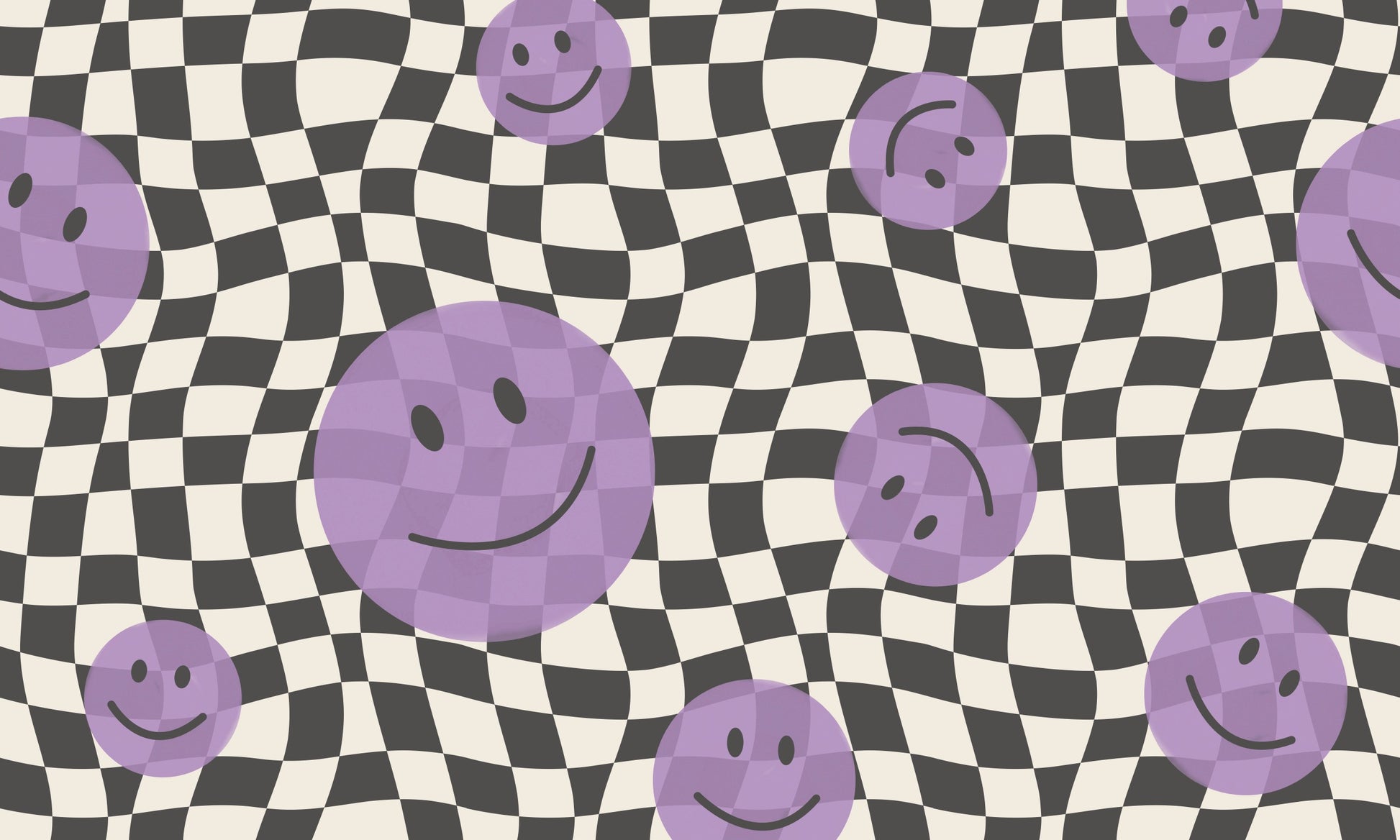 Smiley behang kinderkamer tienerkamer meidenkamer paars Papr Walls Face the Wall geblokt