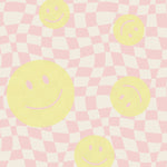 Smiley behang kinderkamer tienerkamer meidenkamer roze geel Papr Walls Face the Wall geblokt