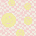 Smiley behang kinderkamer tienerkamer meidenkamer roze geel Papr Walls Face the Wall geblokt