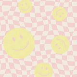 Smiley behang kinderkamer tienerkamer meidenkamer roze geel Papr Walls Face the Wall geblokt