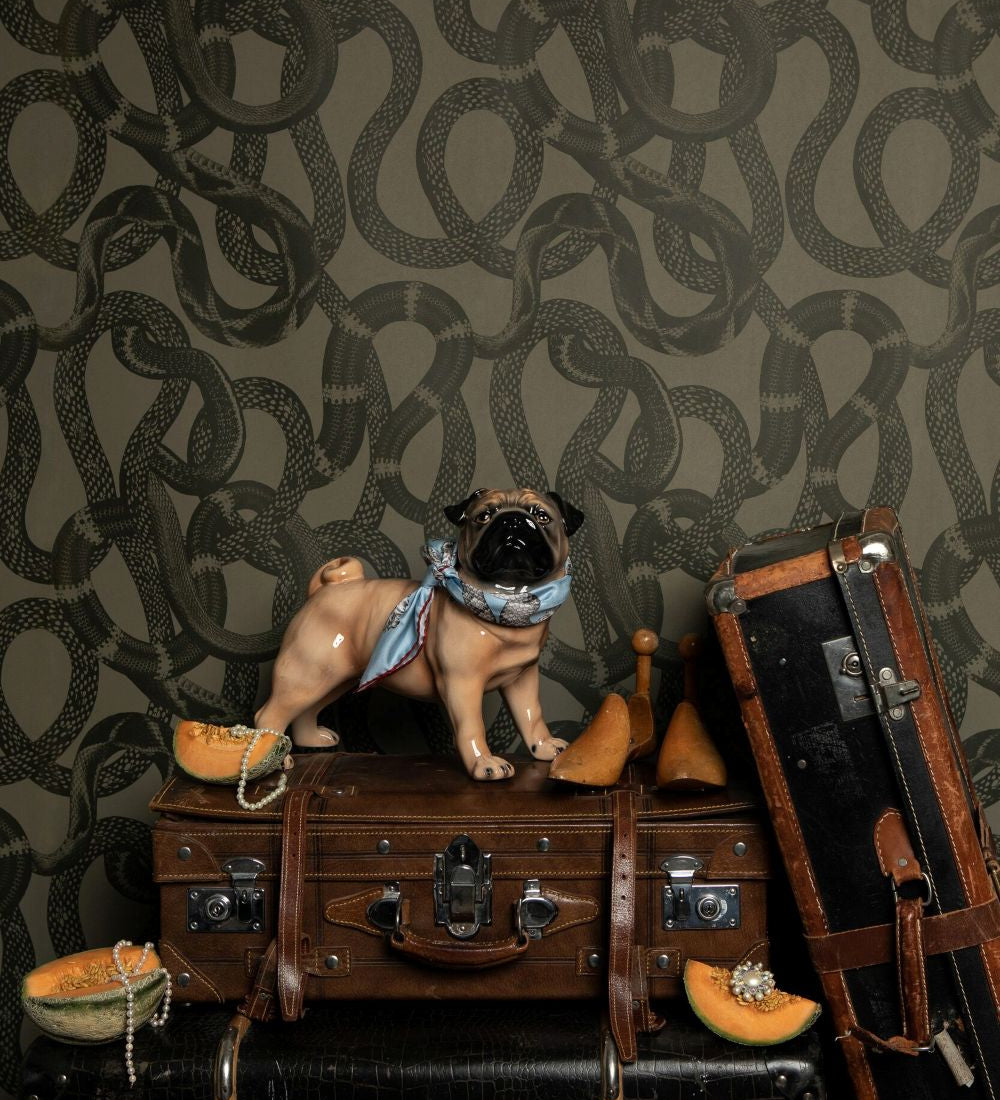 Studio Lisa Bengtsson Snake Peek Slangen behang voor tienerkamer groen