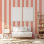 Strepen behang kinderkamer meisjeskamer tienerkamer koraal creme bold Line Papr Walls