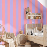 Papr Walls strepen behang voor de kinderkamer meisjeskamer koraal roze paars tienerkamer