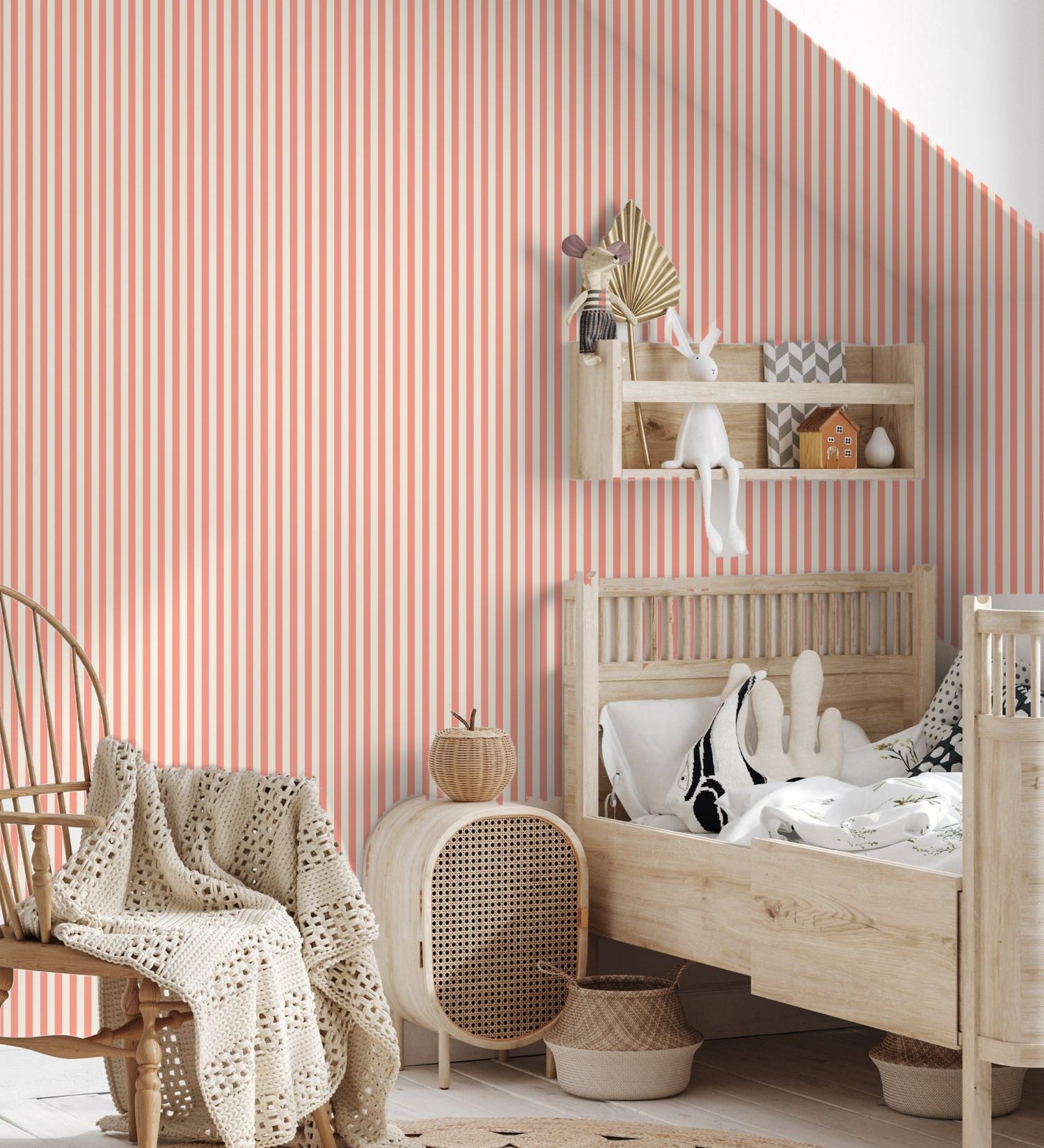 Papr Walls strepen behang voor de kinderkamer meisjeskamer koraal roze tienerkamer