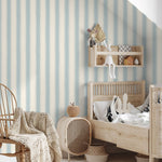 Papr Walls strepen behang voor de babykamer kinderkamer lichtblauw smalle streep