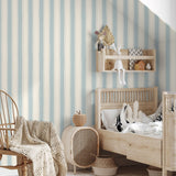 Papr Walls strepen behang voor de babykamer kinderkamer lichtblauw smalle streep