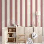 Strepen behang kinderkamer babykamer jongenskamer papr walls straight up wide burgundy