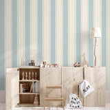 Papr Walls strepen behang voor de babykamer kinderkamer lichtblauw brede streep