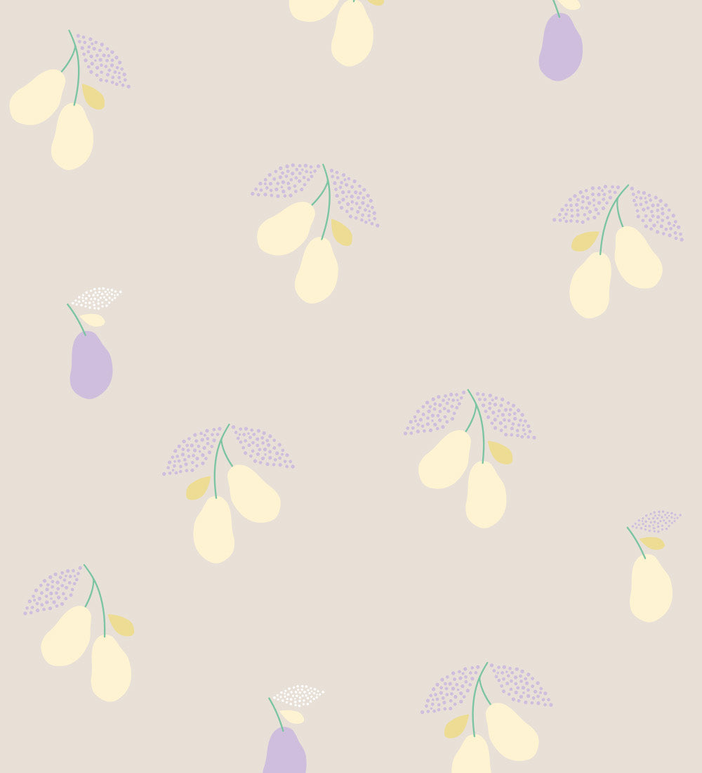 Studio Pieni behang voor de meisjeskamer peren lila June