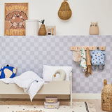 Studio Pieni kinderbehang blokken geruit fedde blauw