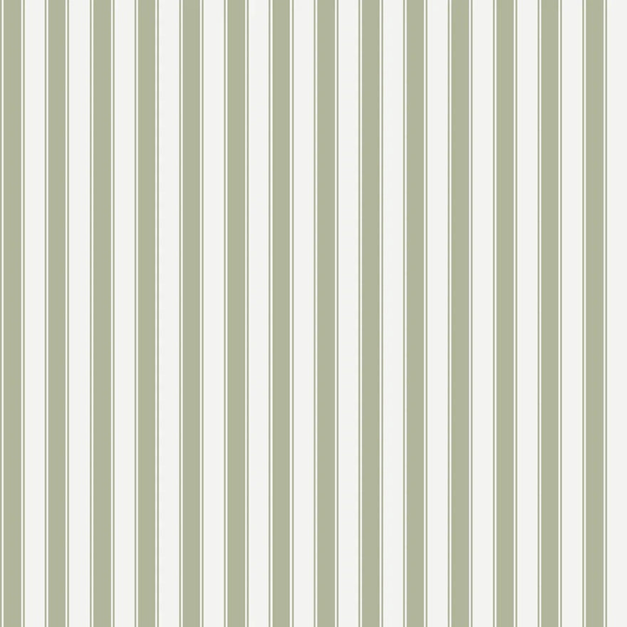 Summer Gray French gestreept behang voor de kinderkamer jongenskamer meisjeskamer babykamer groen wit 