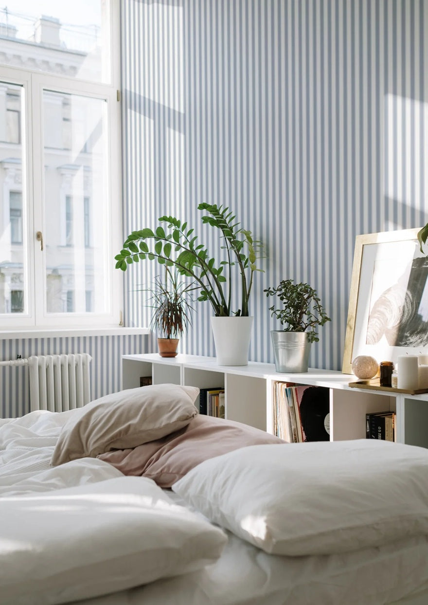 Strepen behang voor de kinderkamer babykamer jongenskamer Summer Gray French Blauw