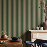 Summer Gray Niton gestreept behang voor de kinderkamer jongenskamer babykamer groen