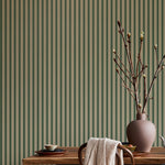 Summer Gray Niton gestreept behang voor de kinderkamer jongenskamer babykamer groen
