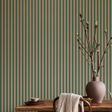 Summer Gray Niton gestreept behang voor de kinderkamer jongenskamer babykamer groen