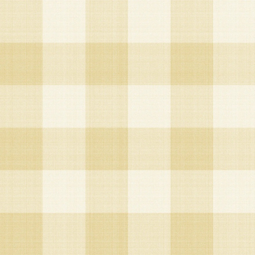 Geruit behang voor de kinderkamer en babykamer linnen look Summer Gray Linen geel