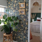 Summer Gray Lemon Trees midnight blue Citroenen behang voor de kinderkamer donker blauw