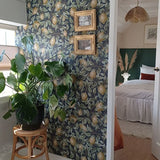 Summer Gray Lemon Trees midnight blue Citroenen behang voor de kinderkamer donker blauw