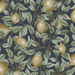 Summer Gray Lemon Trees midnight blue Citroenen behang voor de kinderkamer donker blauw