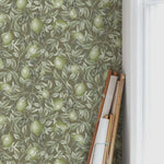 Summer Gray Lemon Trees Olive Green Citroenen behang voor de kinderkamer groen bruin