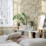 Summer Gray Bluebells green behang voor de meisjeskamer en babykamer lichtgroen