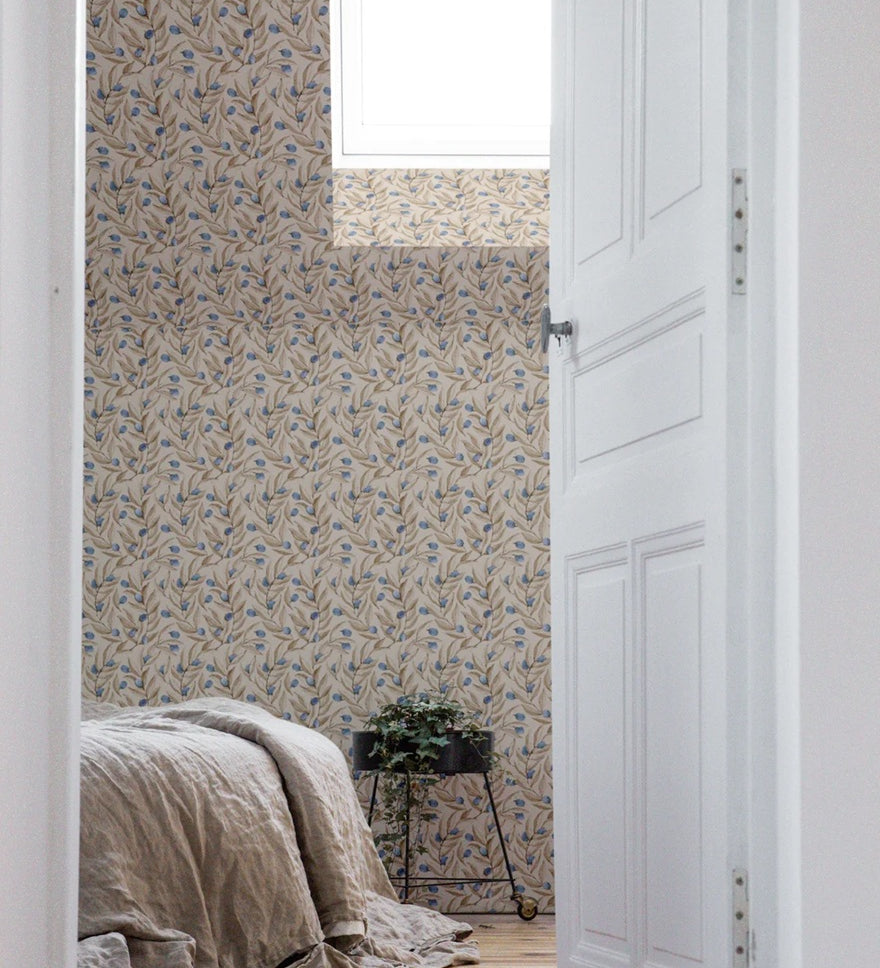 Summer Gray citrus behang voor de kinderkamer blauw