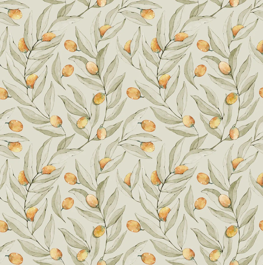 Summer gray citrus behang geel met lichtgroen voor de kinderkamer