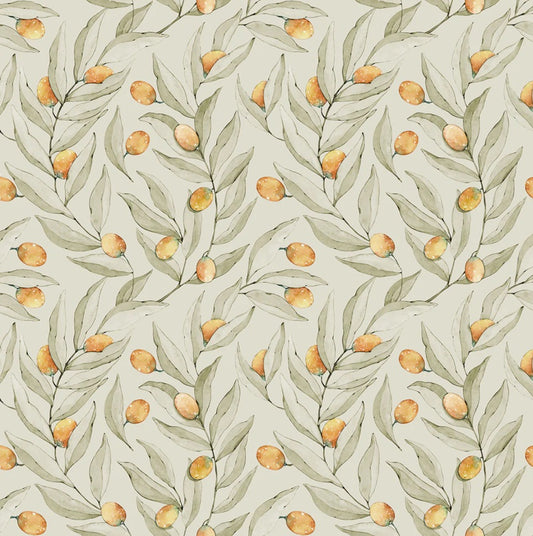 Summer gray citrus behang geel met lichtgroen voor de kinderkamer