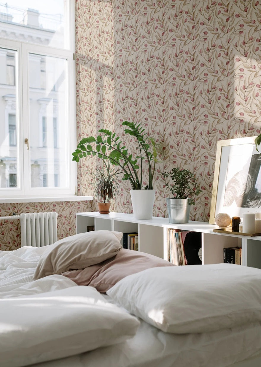 Summer Gray citrus behang voor de kinderkamer ruby rood
