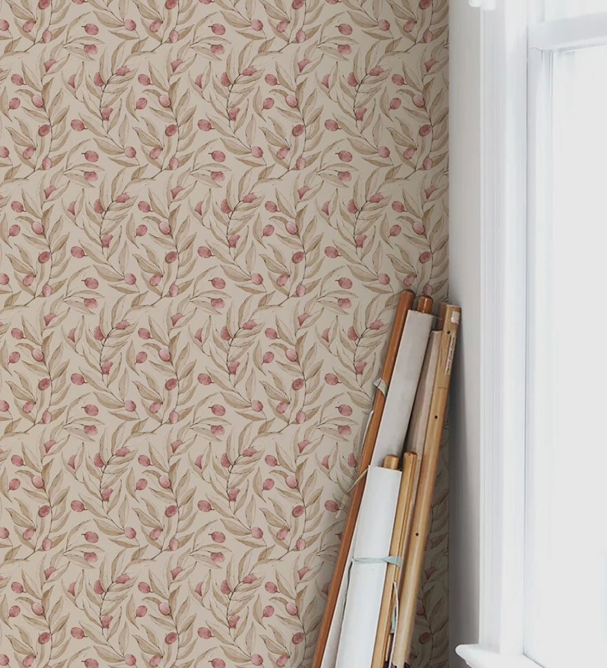 Summer Gray citrus behang voor de kinderkamer ruby rood