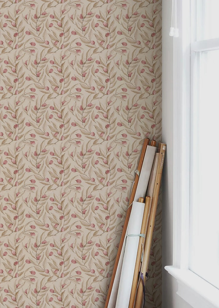 Summer Gray citrus behang voor de kinderkamer ruby rood