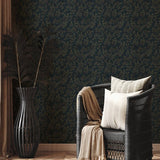 Summer Gray Dagma behang voor de kinderkamer bladeren donkerblauw babykamer