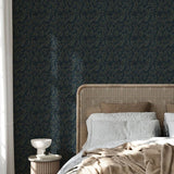 Summer Gray Dagma behang voor de kinderkamer bladeren donkerblauw babykamer