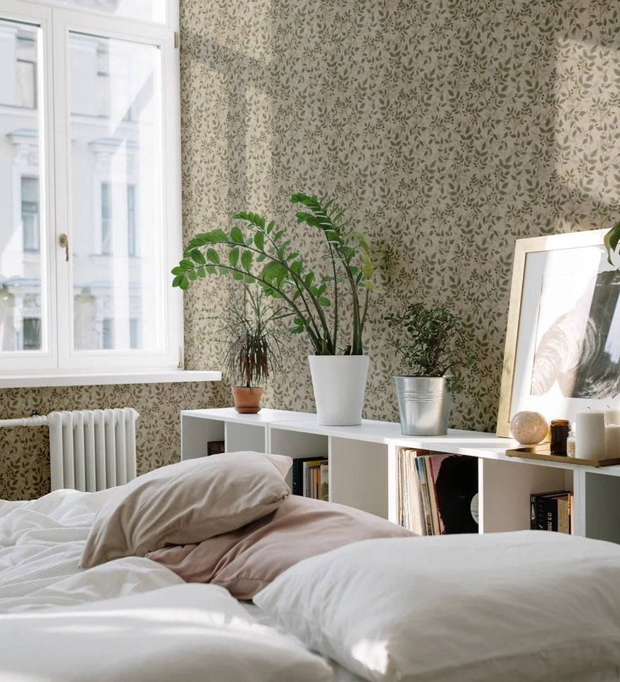 Summer Gray Dagma behang voor de kinderkamer bladeren groen babykamer